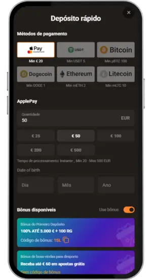 Deposite e receba o bonus