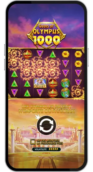 Écran de démarrage du jeu avec la grille des symboles