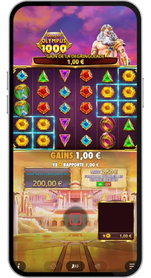 Séquence de gain de chute avec clusters de symboles actifs